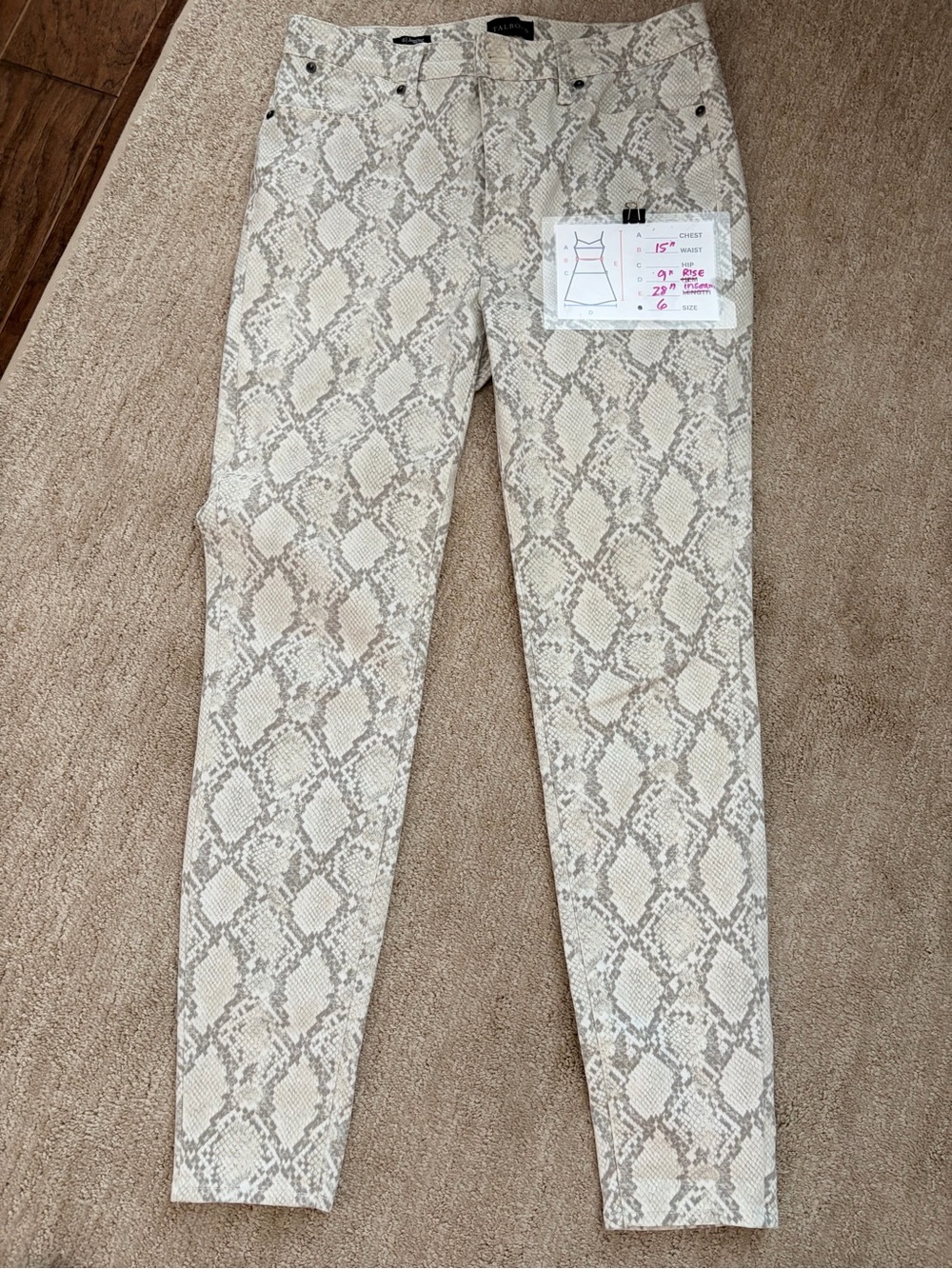 Talbots Snake-Print Skinny Stretch Jeans - Cream/Gray